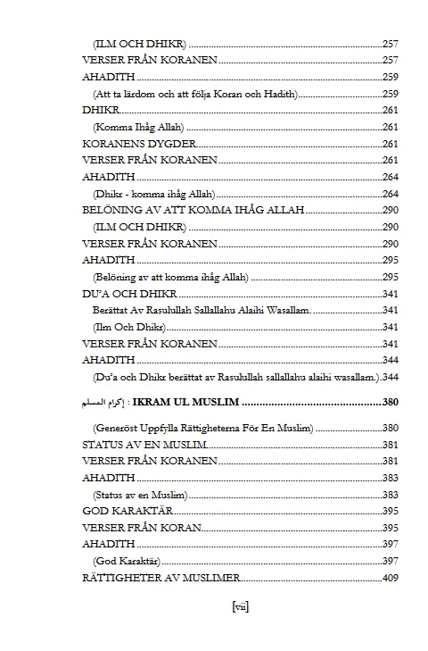 Muntakhab Ahadith Swedish Edition book chapters and topics details 3