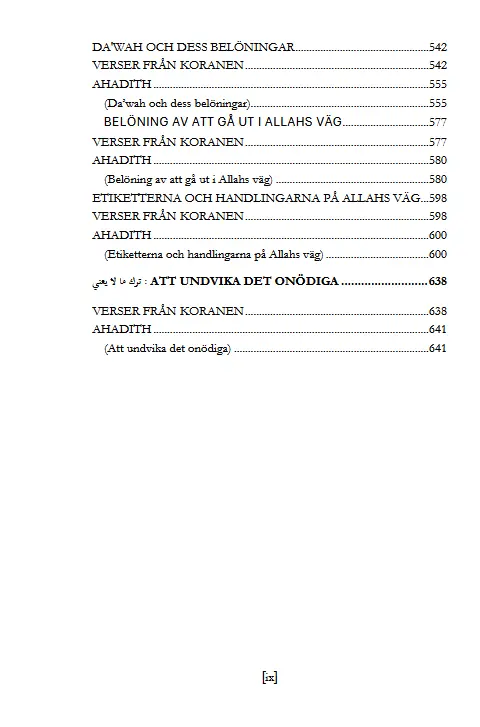 Muntakhab Ahadith Swedish Edition book chapters and topics details 5